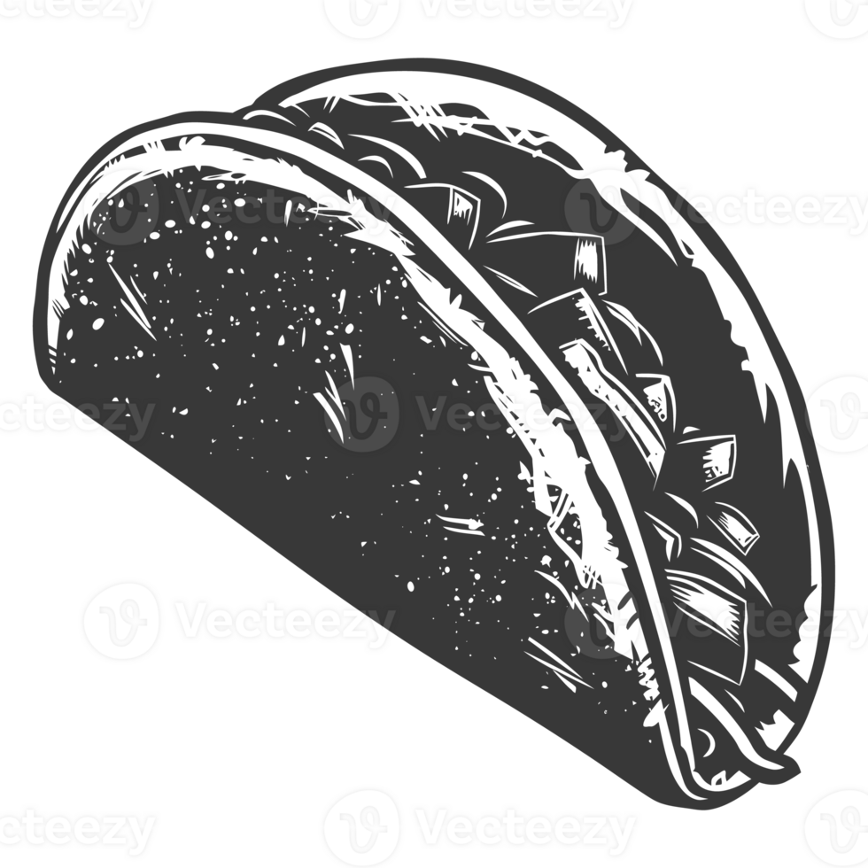 AI generated Silhouette taco food black color only png