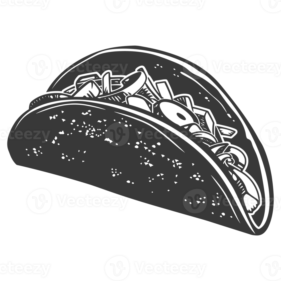 AI generated Silhouette taco food black color only png