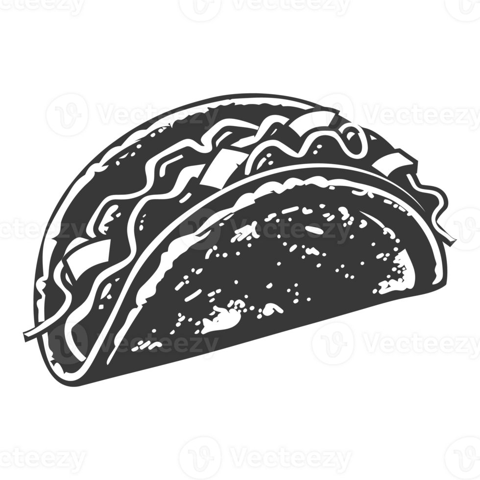 AI generated Silhouette taco food black color only png