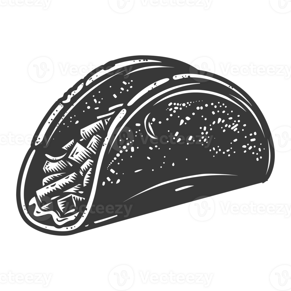 AI generated Silhouette taco food black color only png