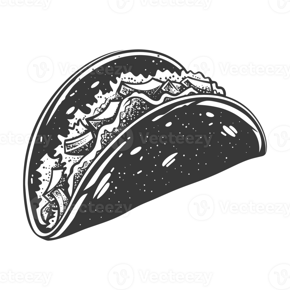 AI generated Silhouette taco food black color only png