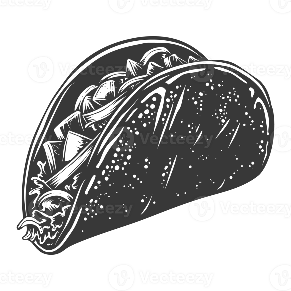 AI generated Silhouette taco food black color only png