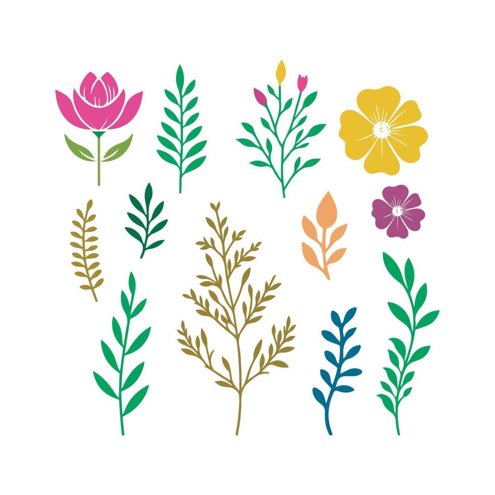 Simple and botanical vector flowers, flat design