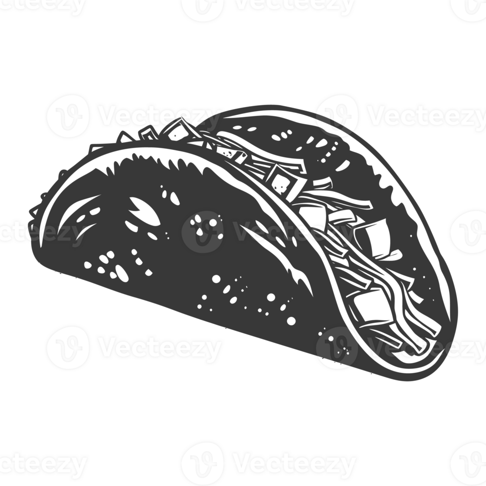 AI generated Silhouette taco food black color only png