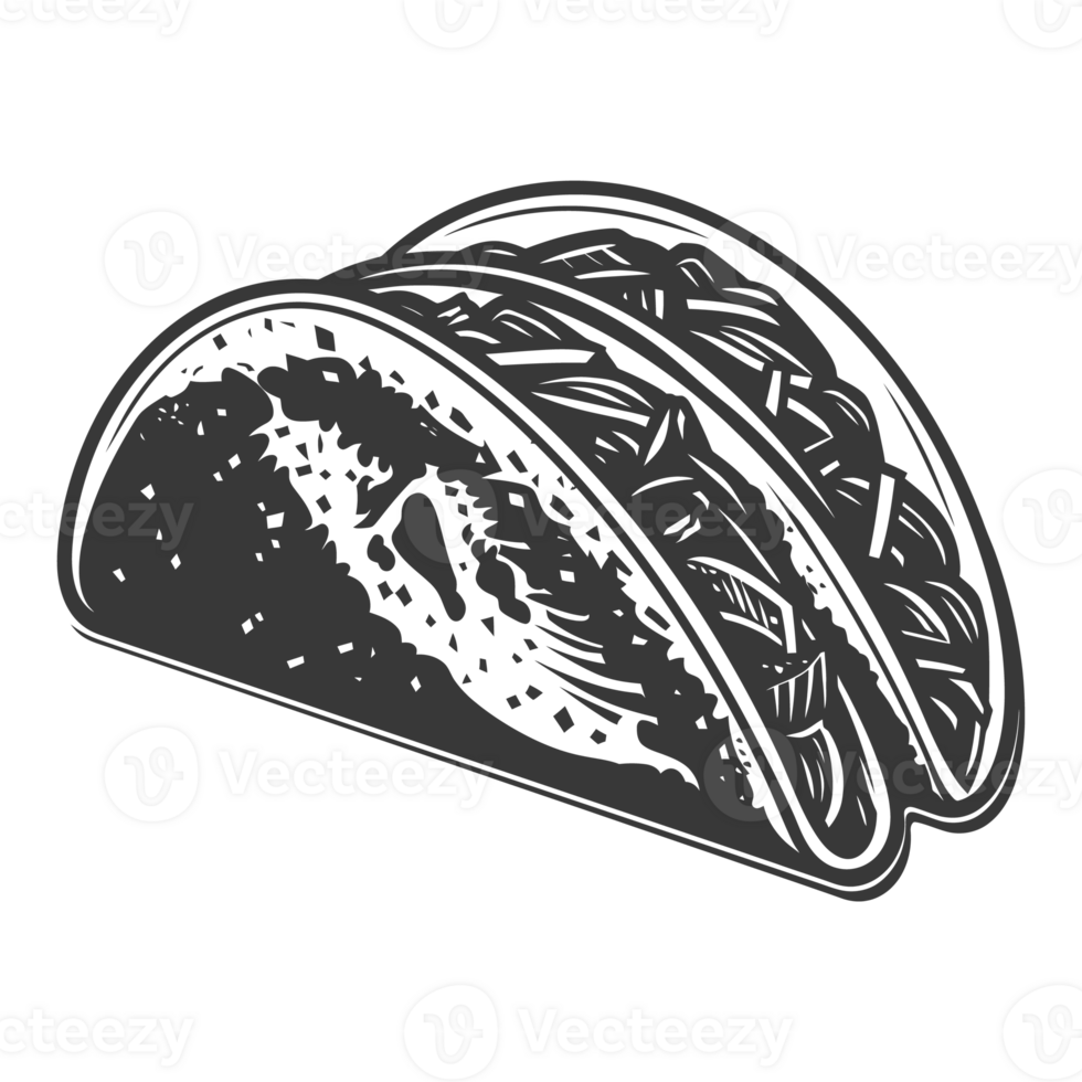 AI generated Silhouette taco food black color only png