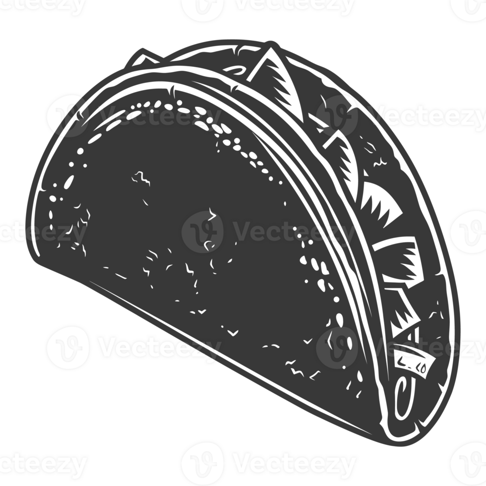 AI generated Silhouette taco food black color only png