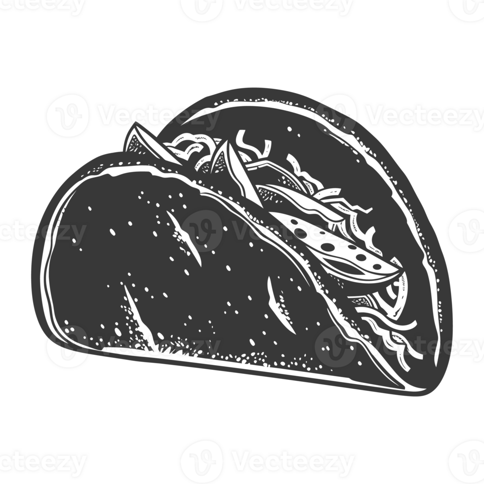 AI generated Silhouette taco food black color only png