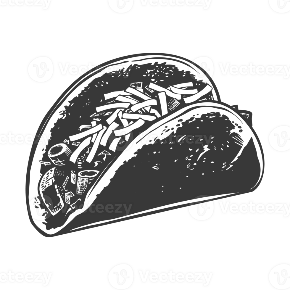 AI generated Silhouette taco food black color only png