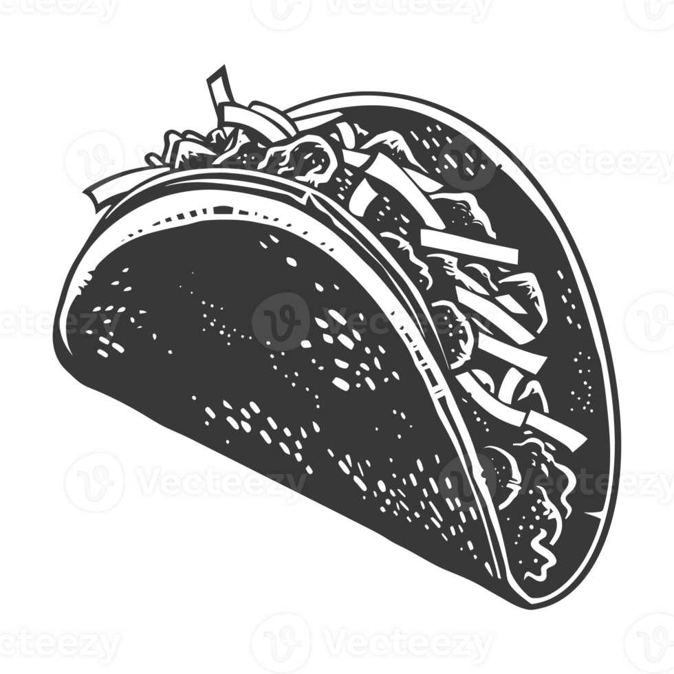 AI generated Silhouette taco food black color only png