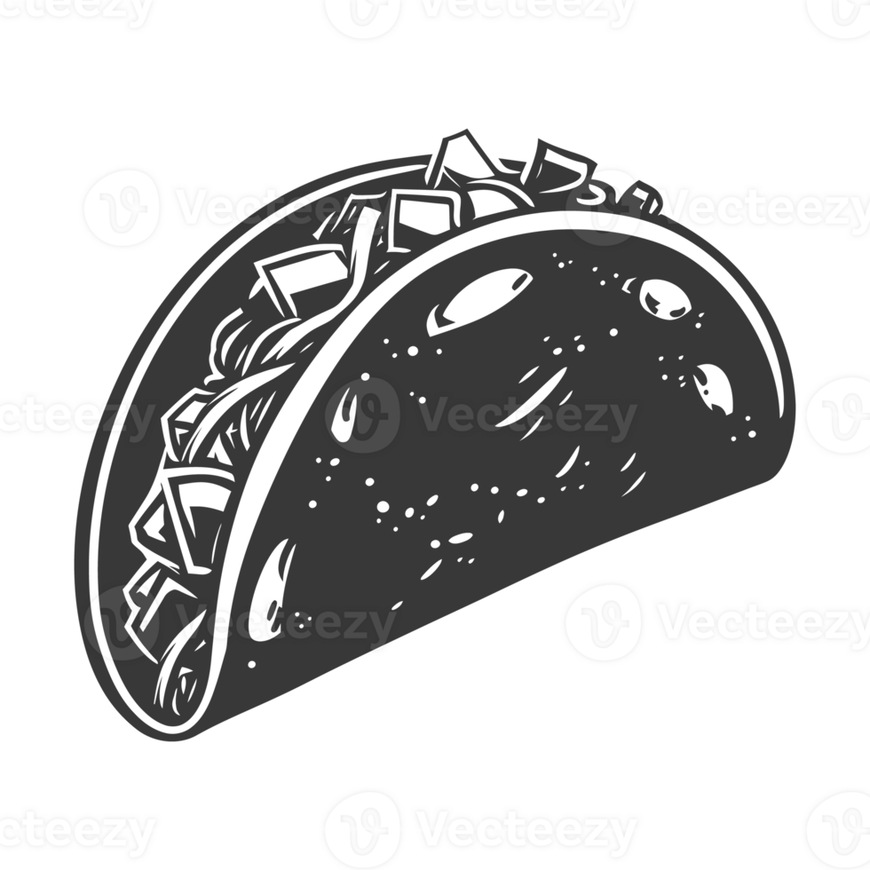 AI generated Silhouette taco food black color only png