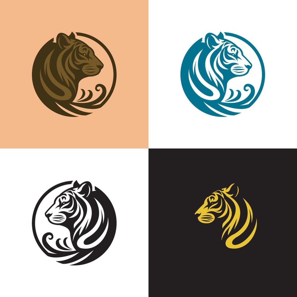 Tigre cabeza logo vector conjunto