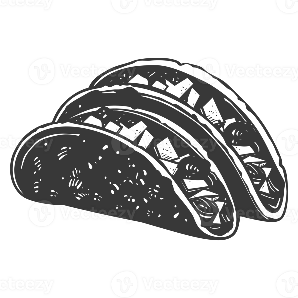 AI generated Silhouette taco food black color only png