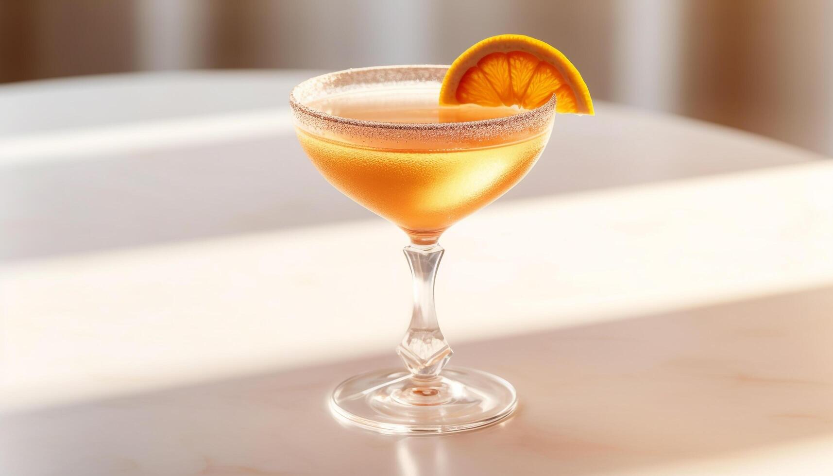 AI generated Refreshing cocktail with citrus fruit, ice, and a slice generated by AI photo