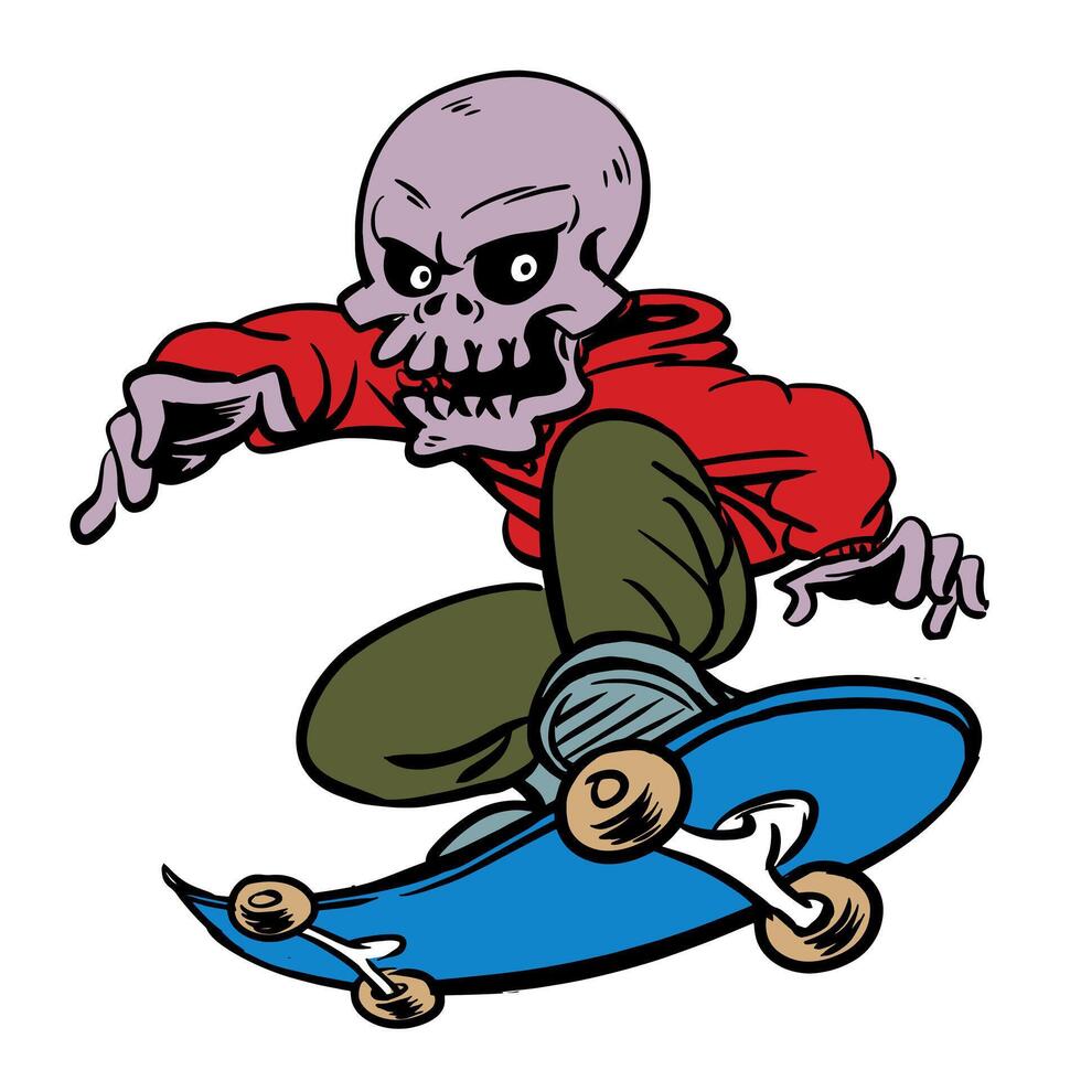 Skull Skateboard Mascot vector illustration