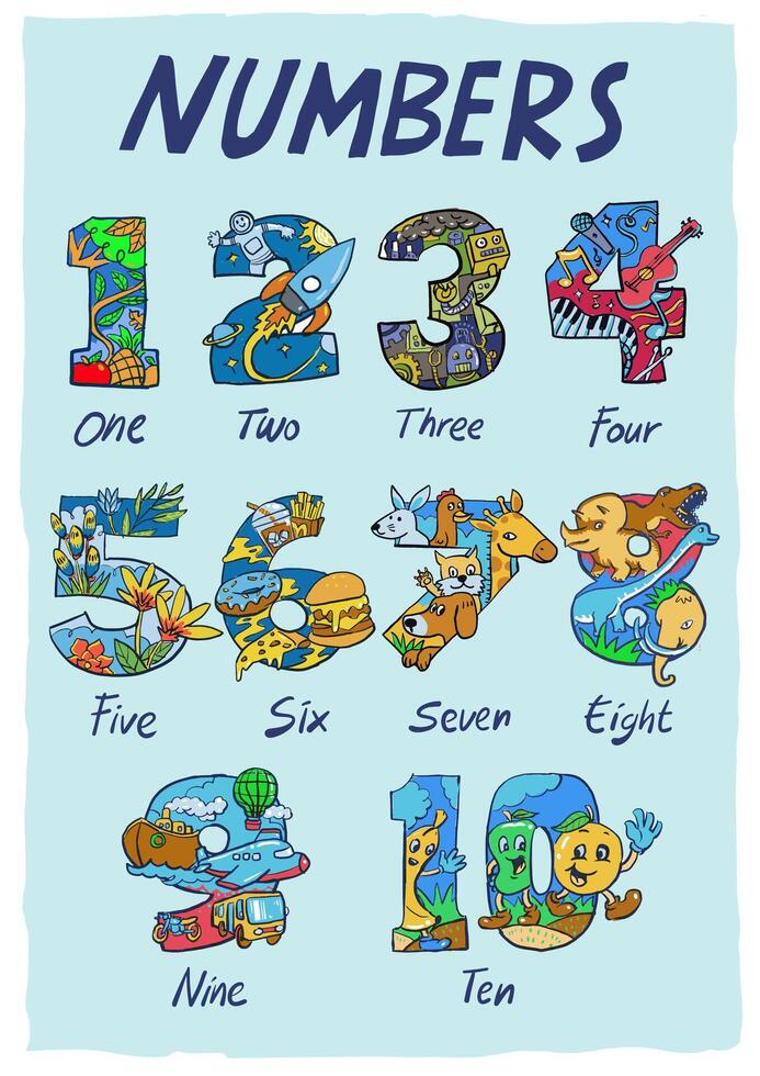 Playing Numbers Children poster for kindergaten vector