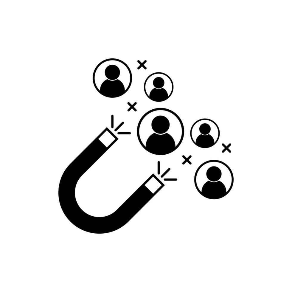 customer retention line icon with a magnet vector