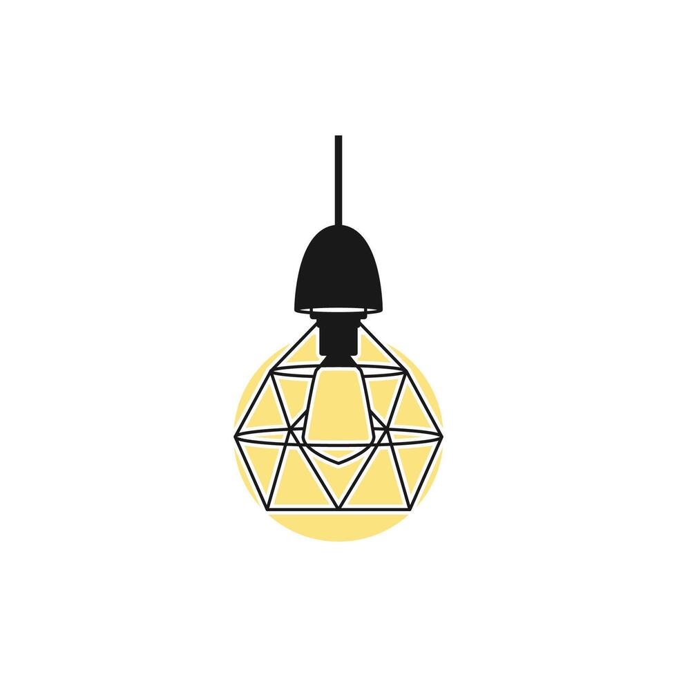 Industrial Metal Cage Pendant Light Hanging Lamp lighting vector icon illustration