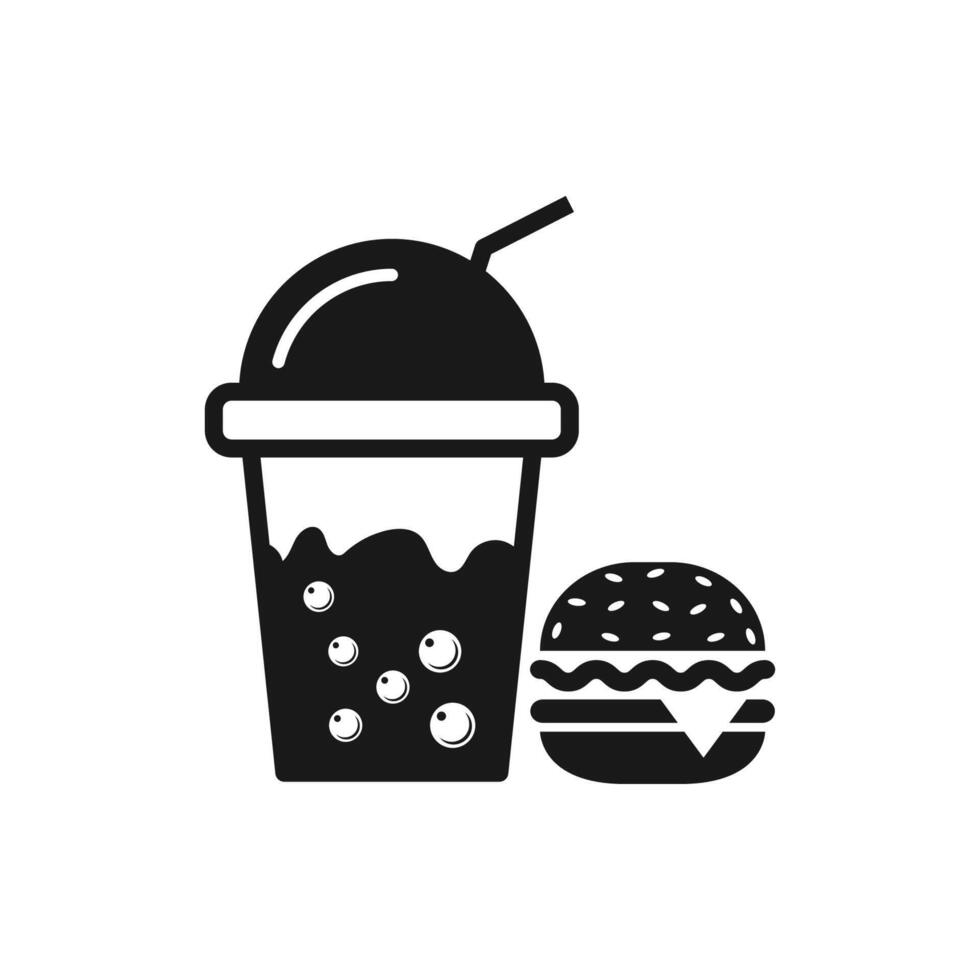 Burger with soft drink vector icon.