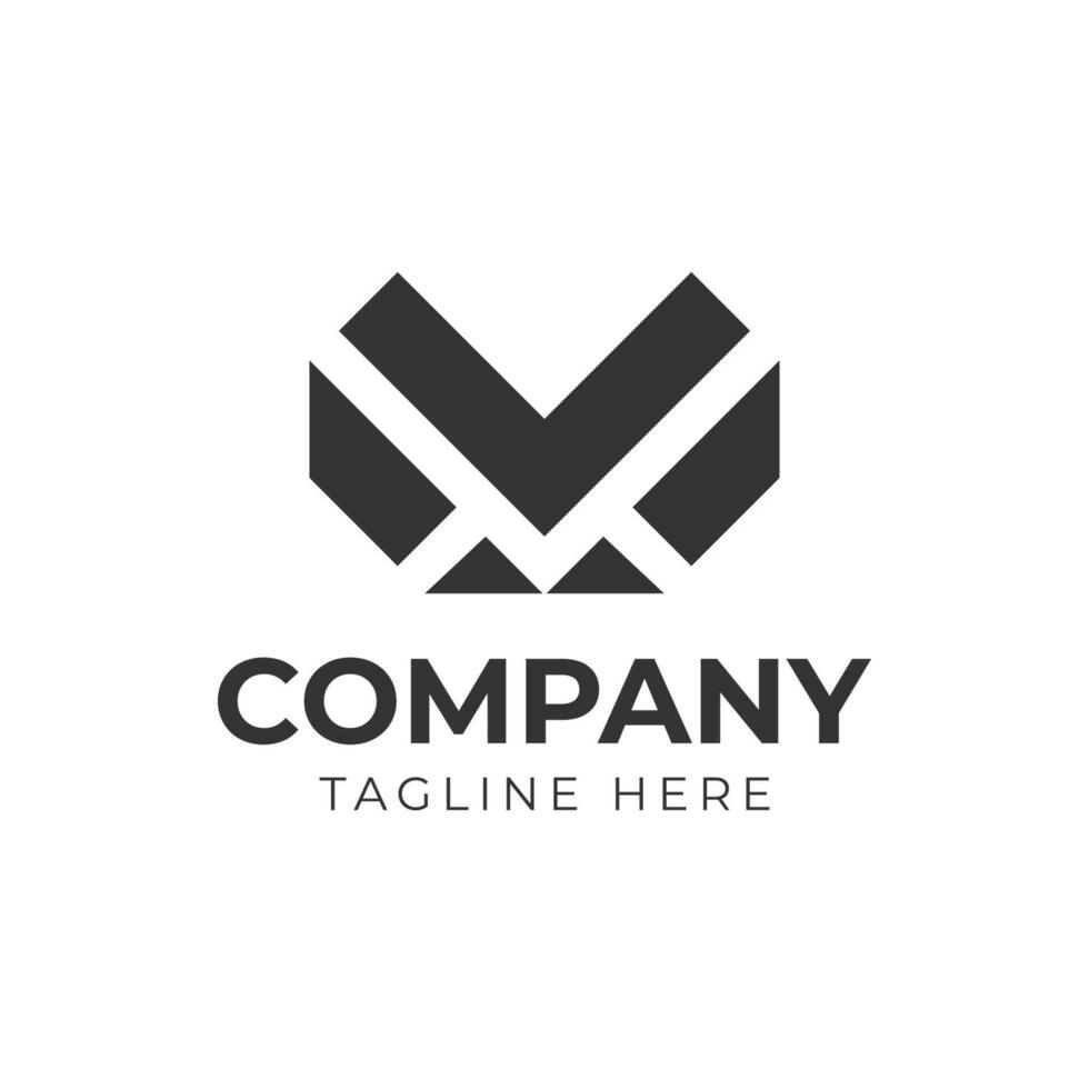 Creative m v mv vm initial logo design vector graphic