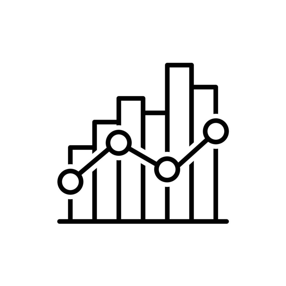 Growing bar graph icon in black on a white background. Vector illustration