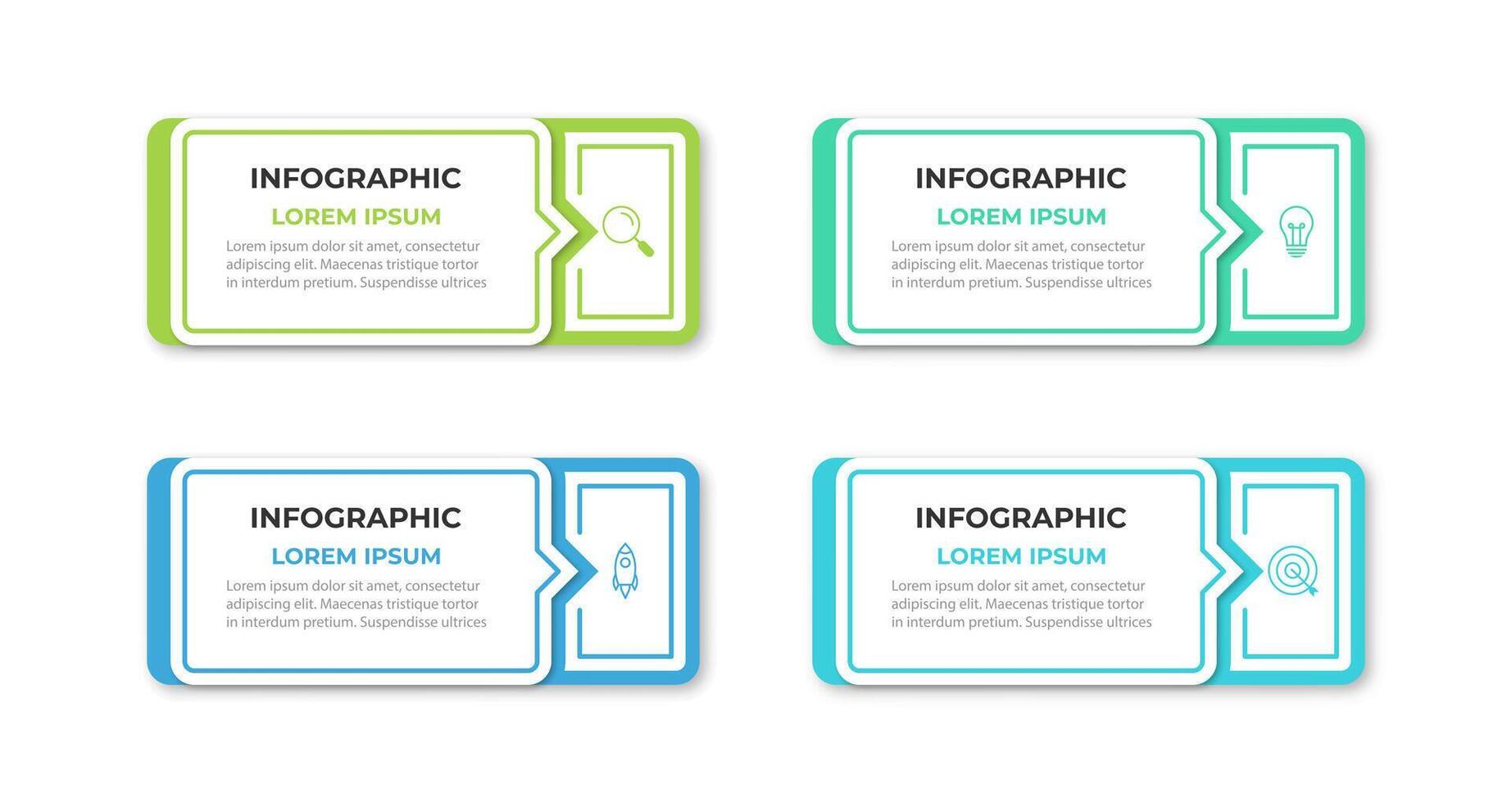 moderno infografía modelo. creativo circulo elemento diseño con márketing iconos negocio concepto con 4 4 opciones, pasos, secciones. vector