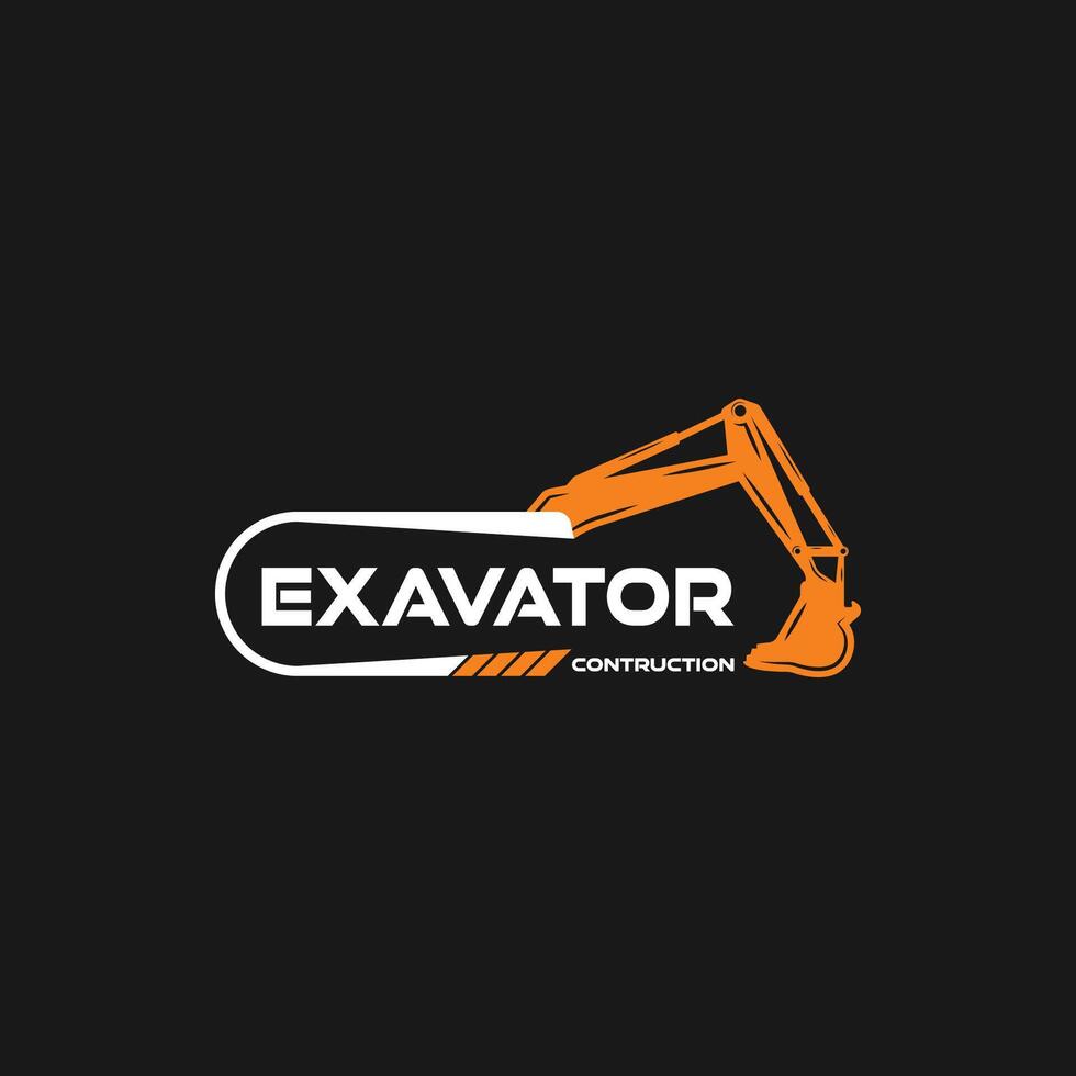 Excavator construction logo design, excavator logo element heavy equipment work. transportation vehicle mining. vector