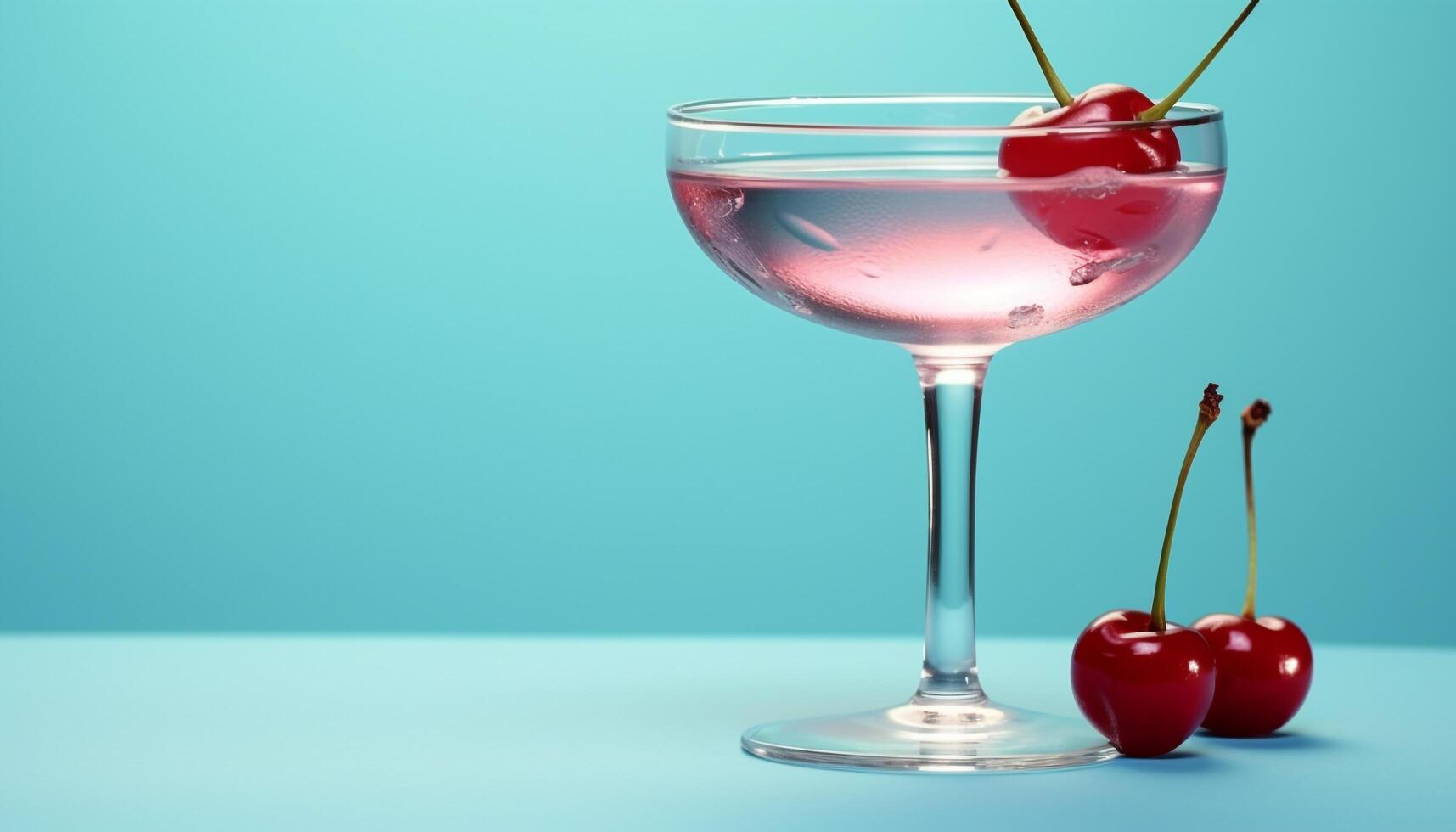 AI generated Refreshing summer cocktail with fresh fruit and a touch of romance generated by AI photo