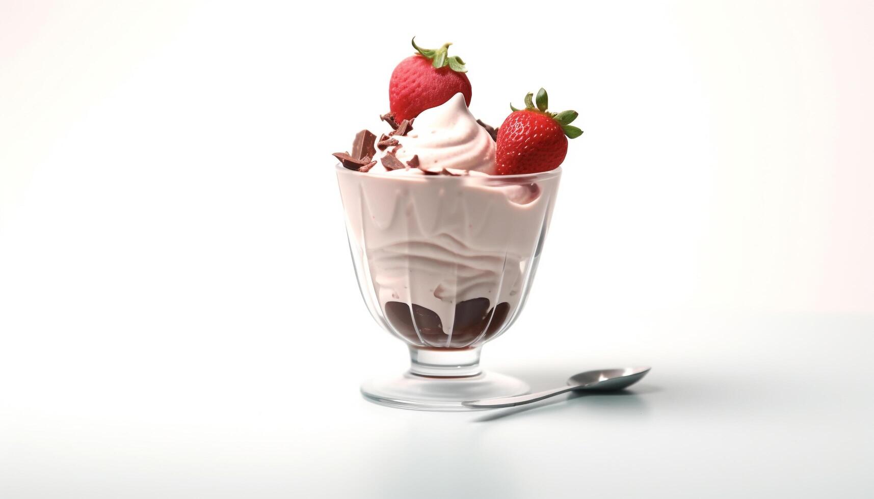 AI generated Fresh strawberry dessert in a white bowl, pure indulgence generated by AI photo