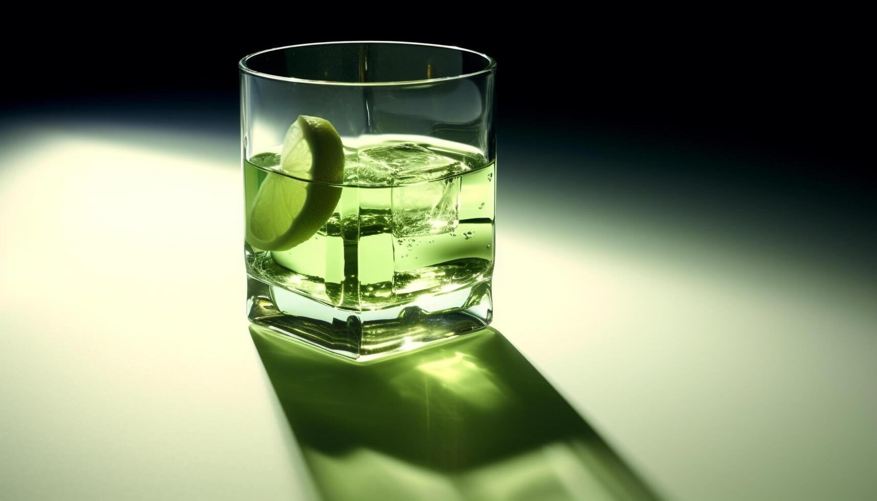 AI generated Refreshing cocktail with lime and ice in a glass generated by AI photo