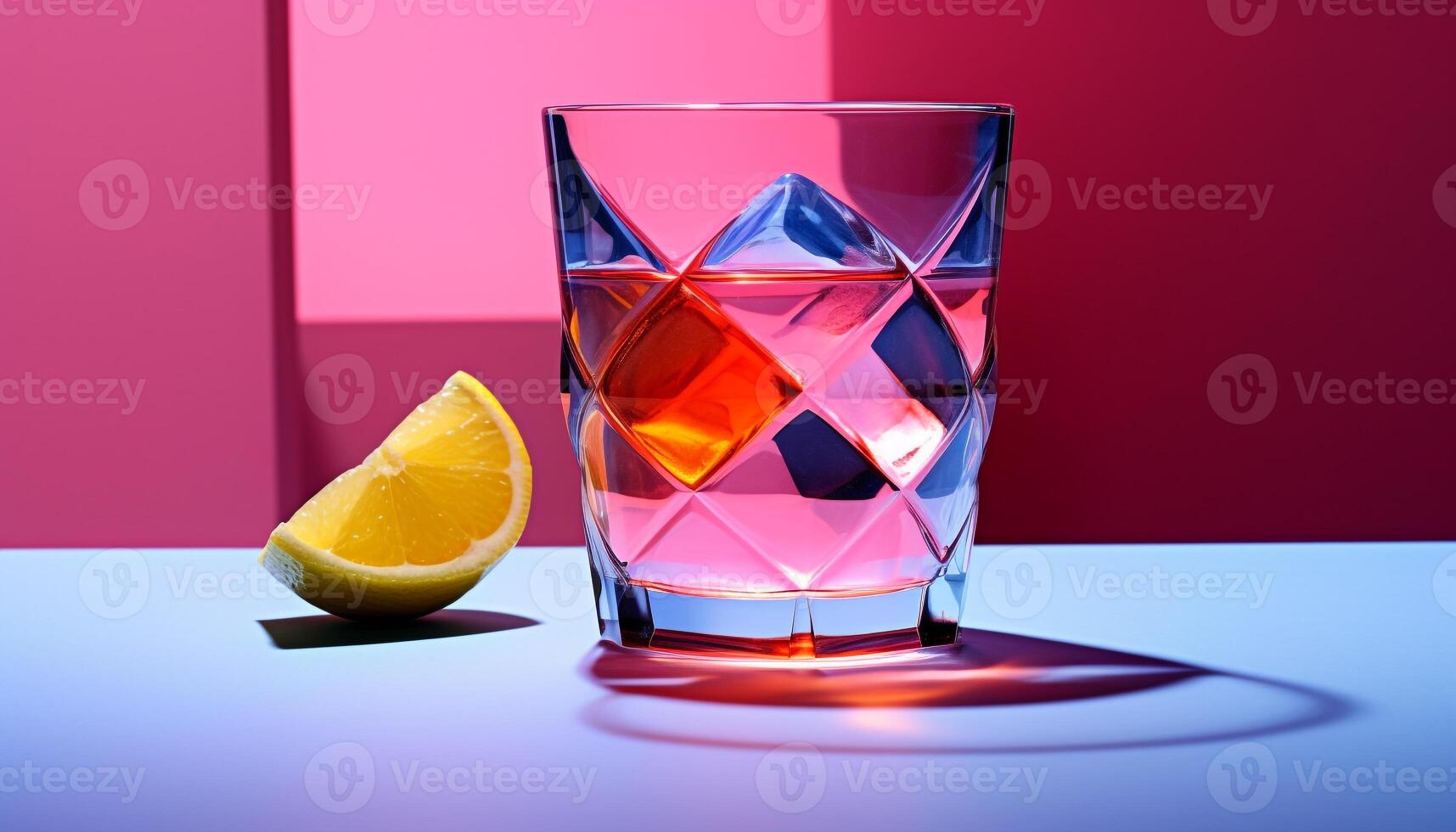 AI generated Refreshing cocktail with lemon, lime, and orange slices on glass generated by AI photo