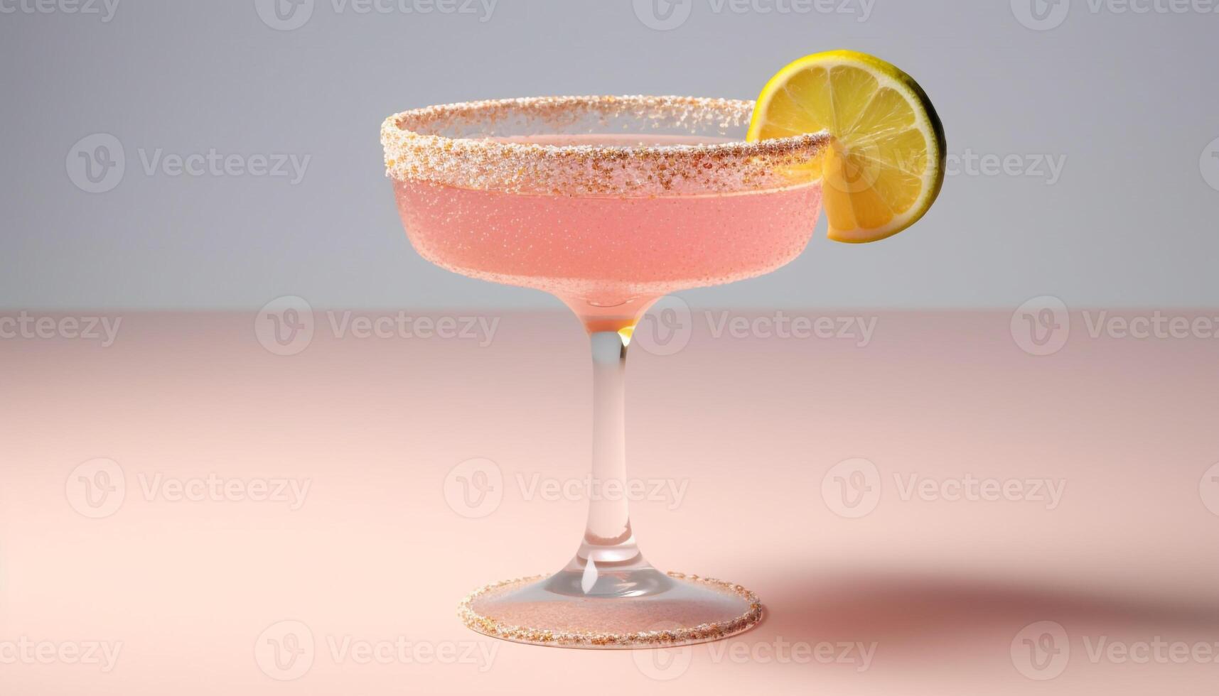 AI generated Refreshing cocktail with fruit, ice, and a slice of lemon generated by AI photo