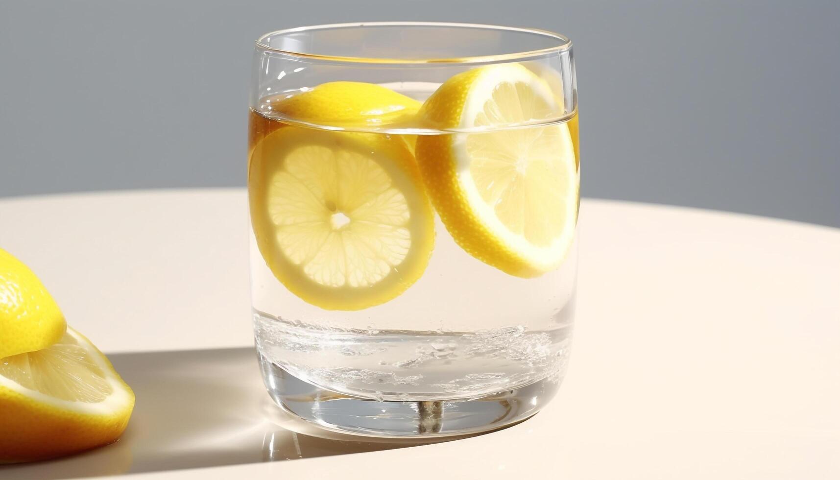 AI generated Refreshing lemonade in a glass, perfect for a summer drink generated by AI photo