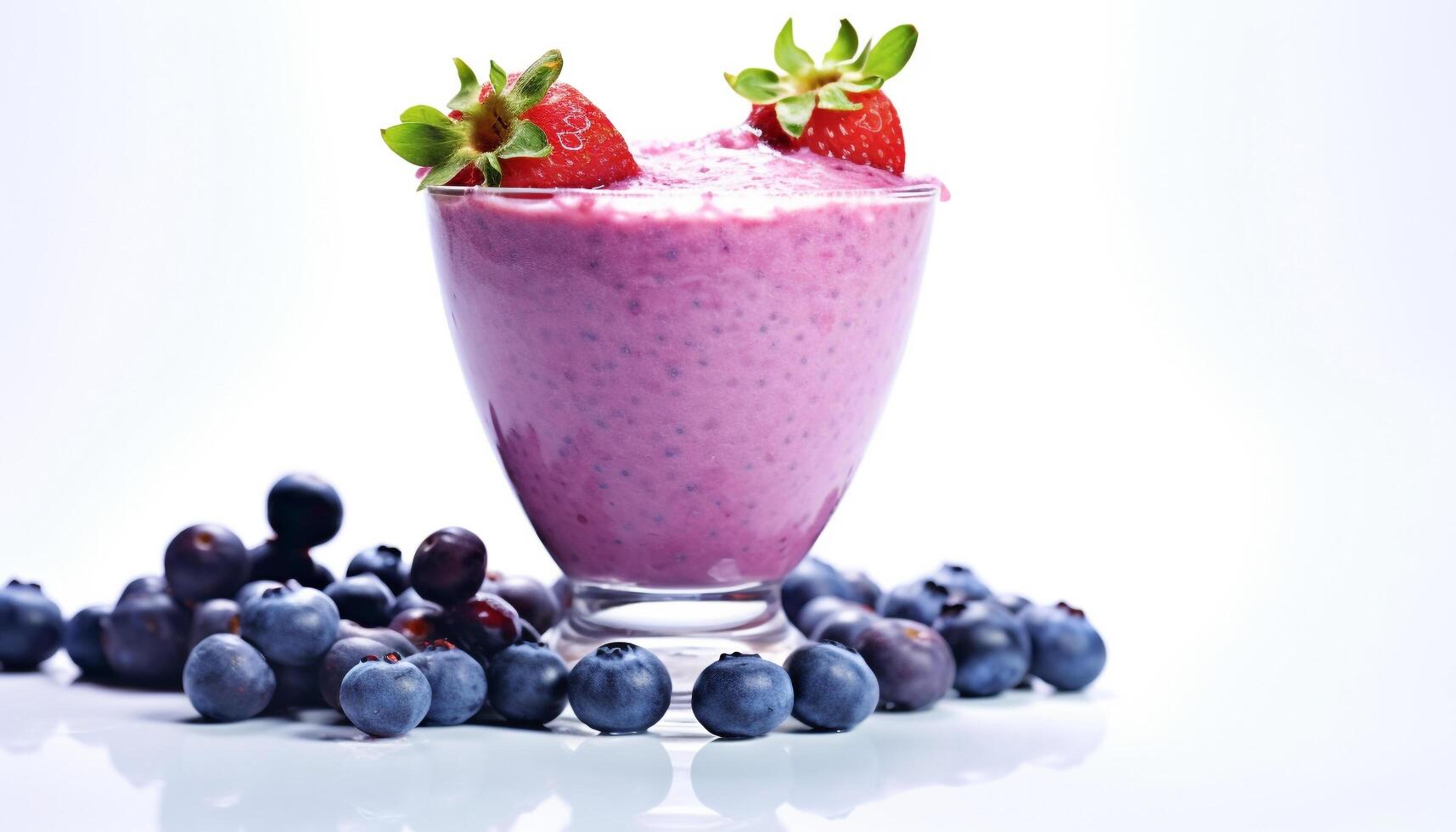 AI generated Freshness of summer berries in a healthy yogurt dessert drink generated by AI photo