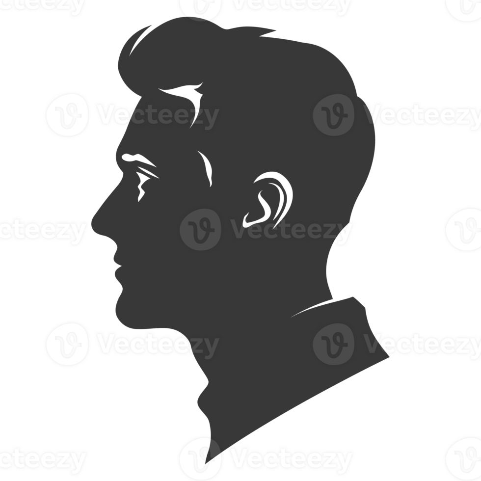 AI generated Silhouette men head thick black color only png