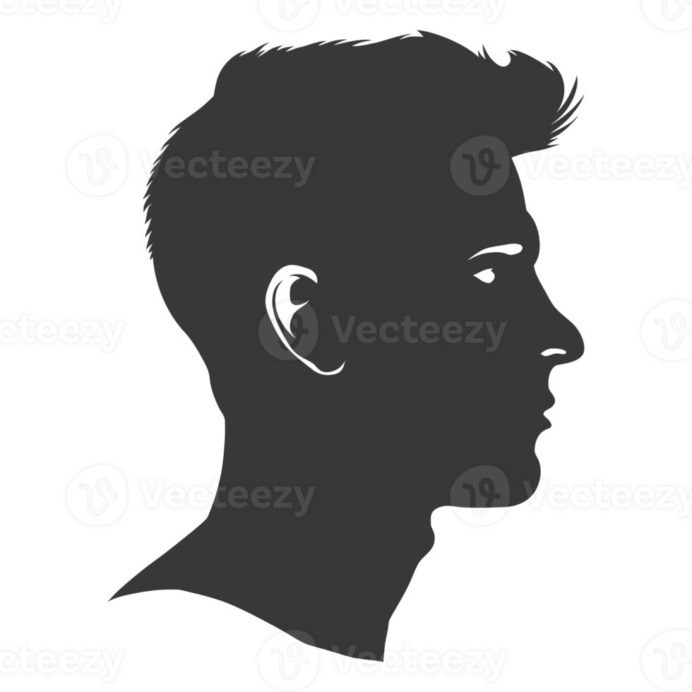 AI generated Silhouette men head thick black color only png