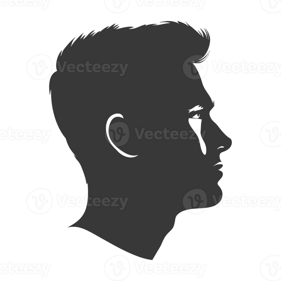 AI generated Silhouette men head thick black color only png