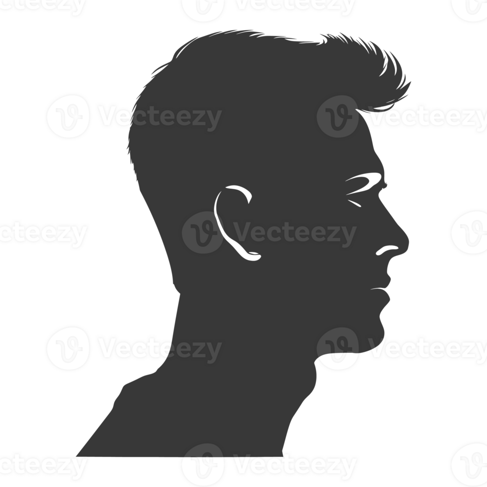 AI generated Silhouette men head thick black color only png