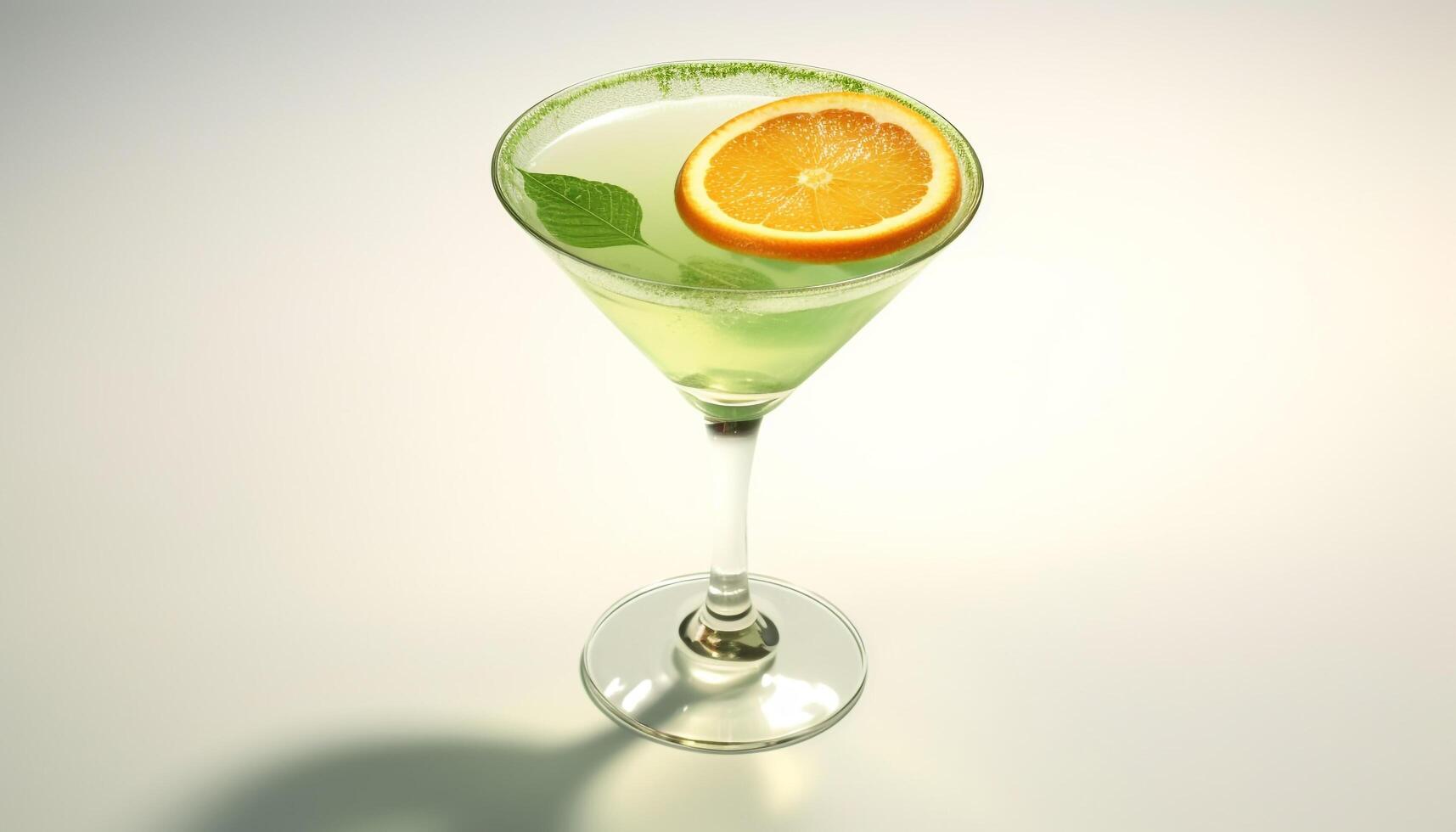 AI generated Fresh cocktail with lemon, lime, and mint in martini glass generated by AI photo