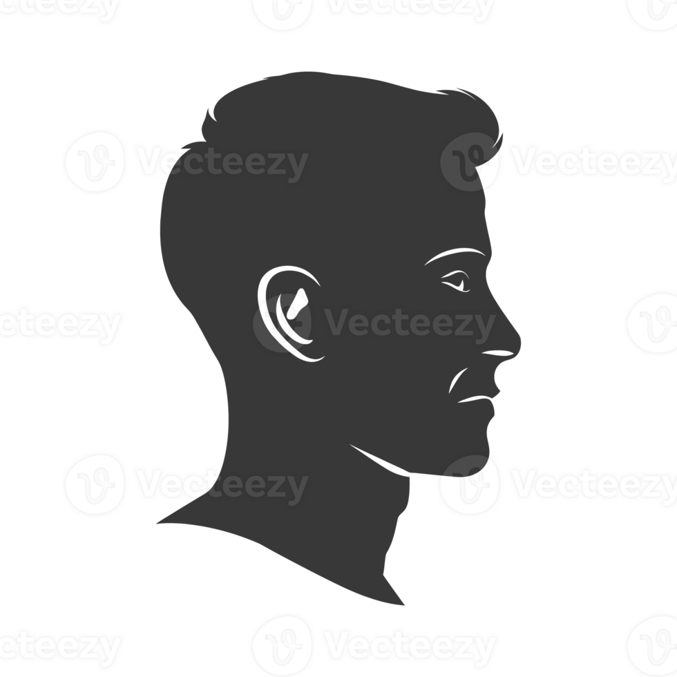 AI generated Silhouette men head thick black color only png