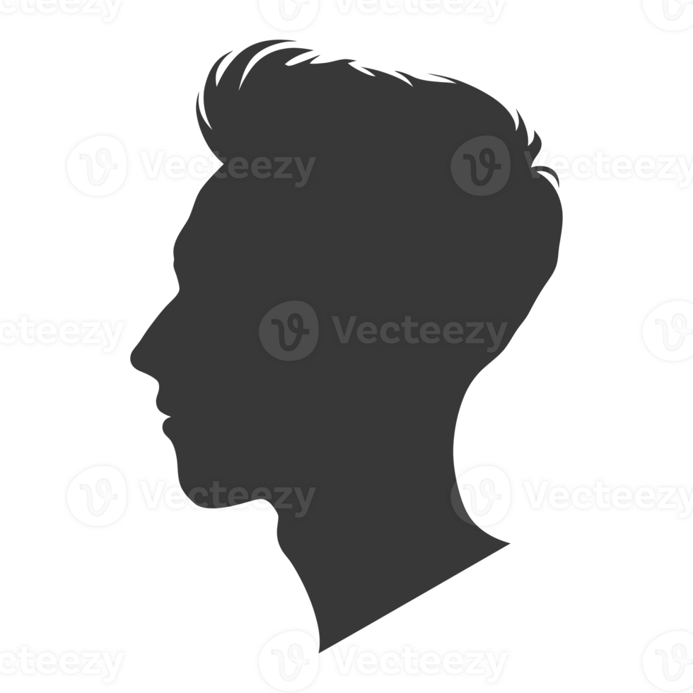 AI generated Silhouette men head thick black color only png