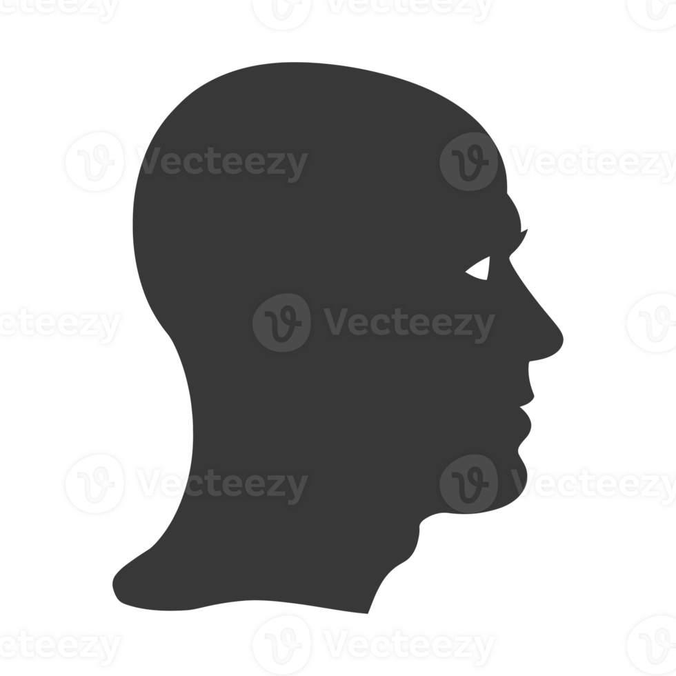 AI generated Silhouette men head thick black color only png