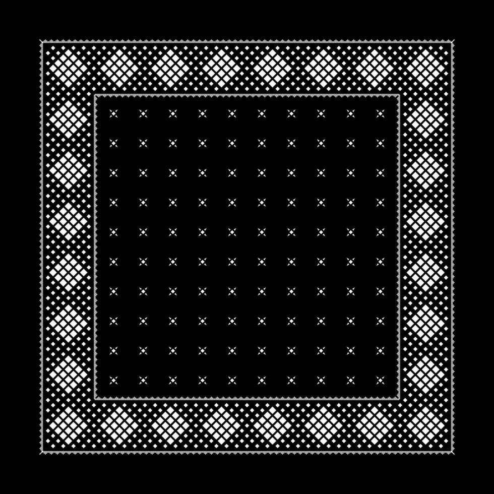 Simple Black Bandana decorated with white geometric ornament that can be applied to fabrics of various colors vector