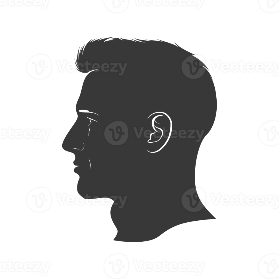 AI generated Silhouette men head thick black color only png