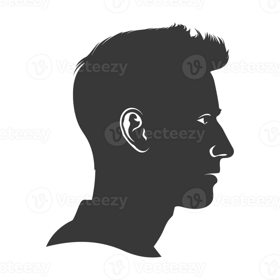 AI generated Silhouette men head thick black color only png