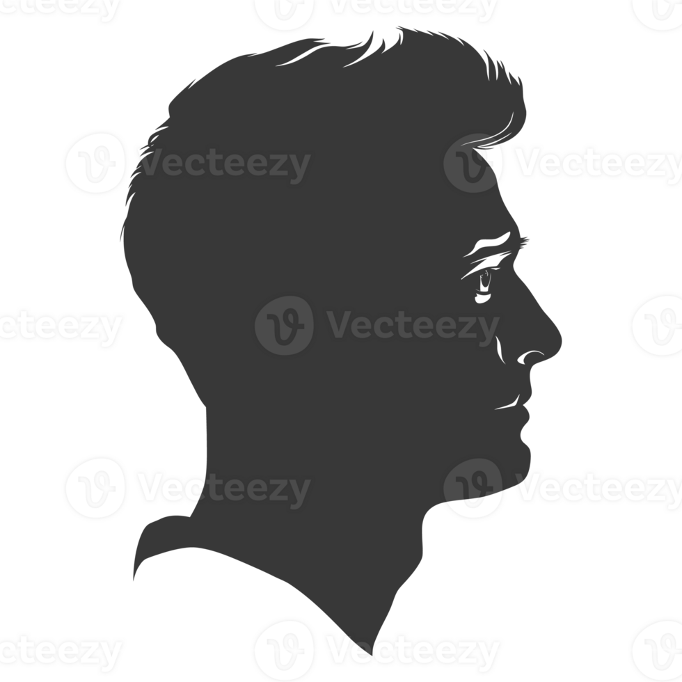 AI generated Silhouette men head thick black color only png