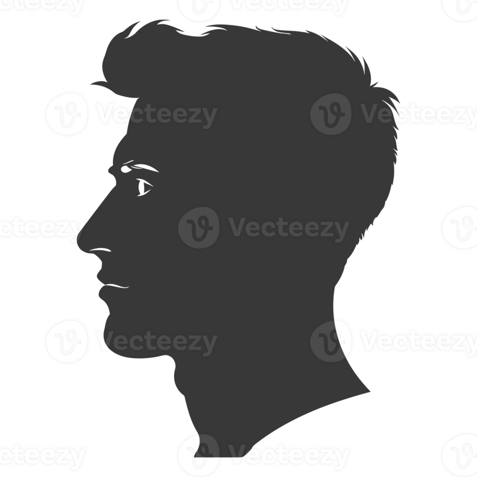 AI generated Silhouette men head thick black color only png
