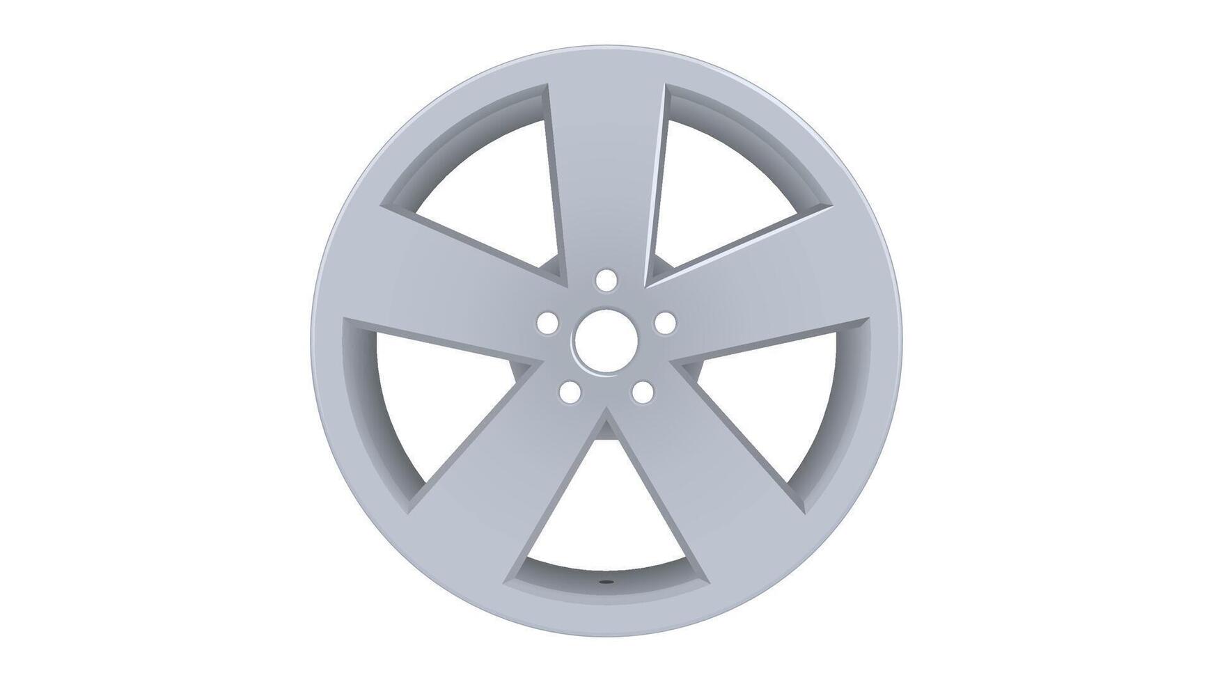 Chrome alloy car wheel disk  with five bolt holes isolated on white background vector