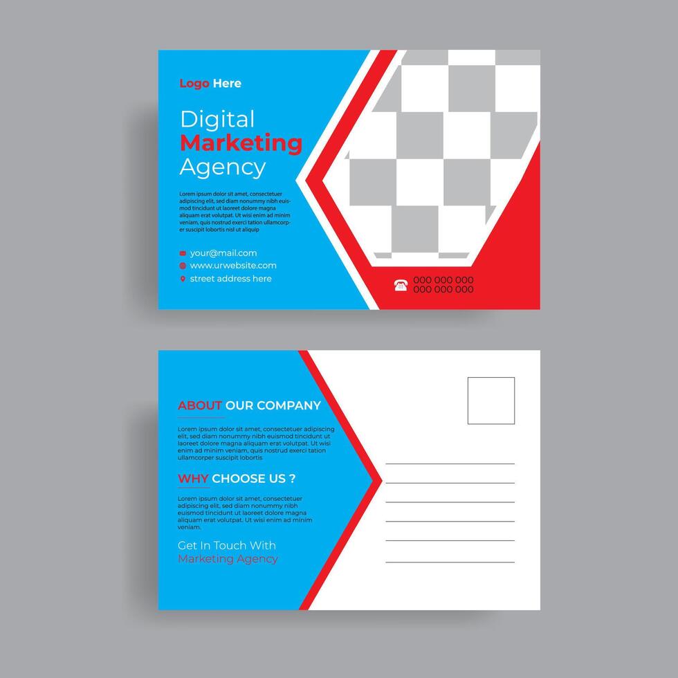 Modern post card design template. vector