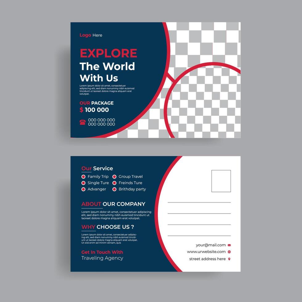 Corporate business vector postcard design template.