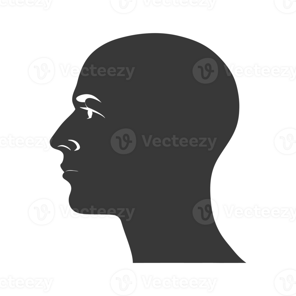 AI generated Silhouette men head thick black color only png